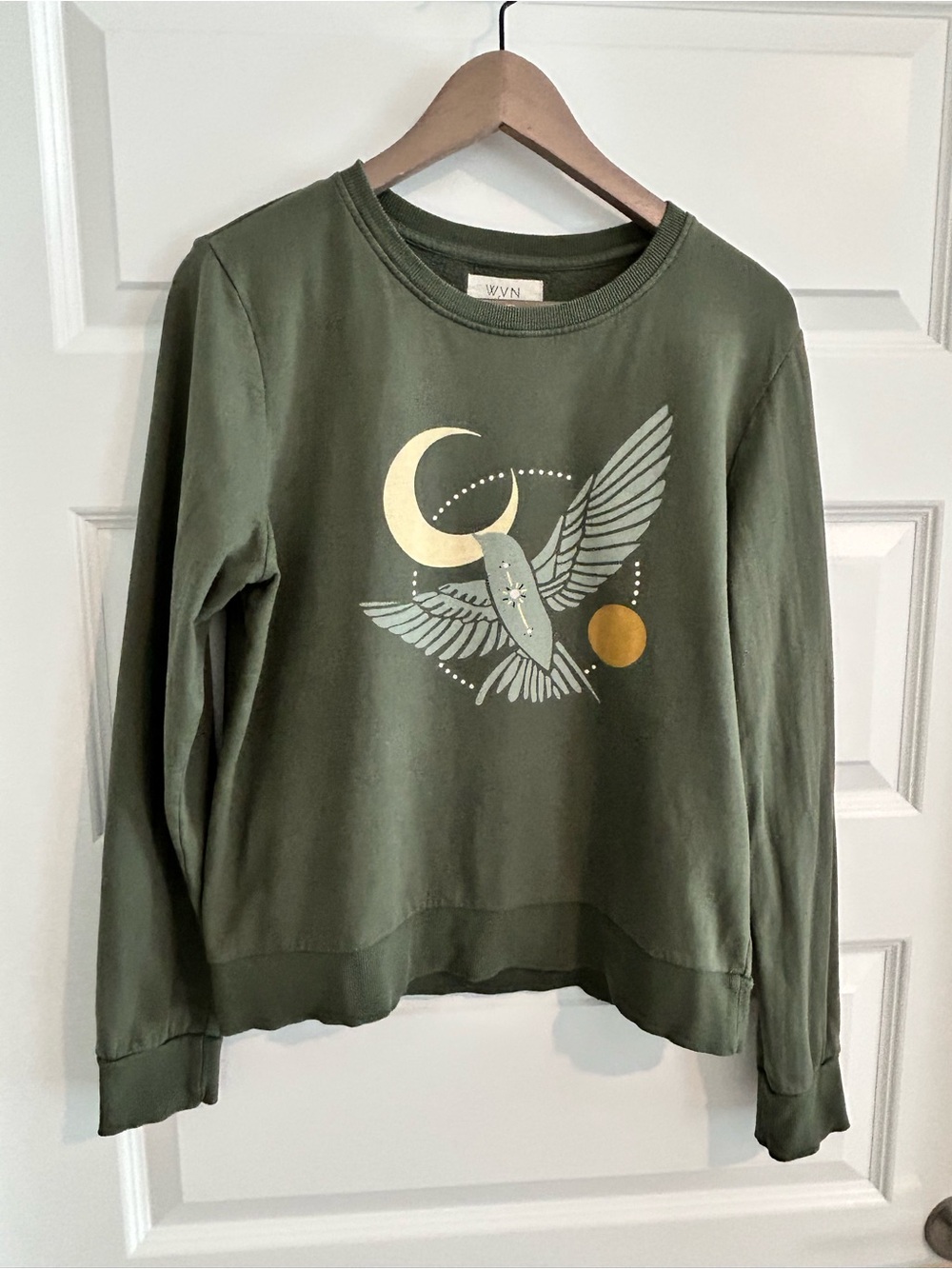 WVN For You Bird Moon Sweatshirt Green Size L